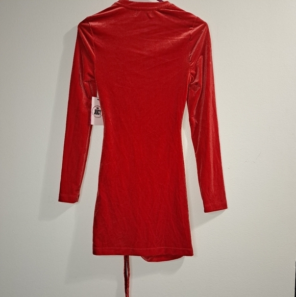 Juicy By Juicy Couture Long Sleeve Velour Bodycon Dress Size XS Sports Car Red - Picture 2 of 9